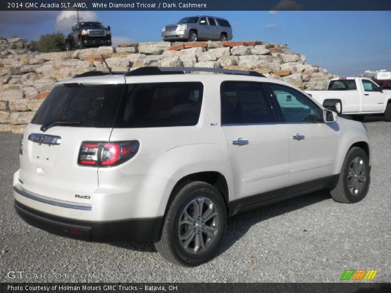 White Diamond Tricoat / Dark Cashmere 2014 GMC Acadia SLT AWD