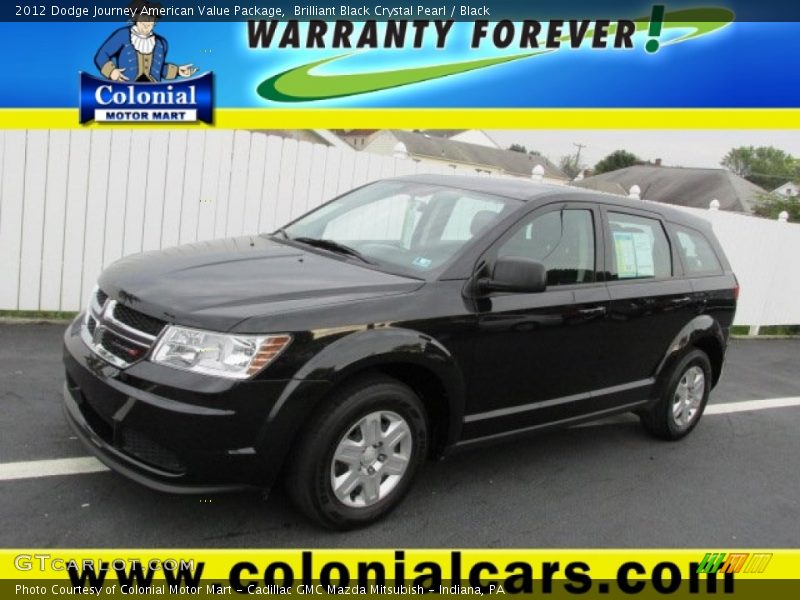 Brilliant Black Crystal Pearl / Black 2012 Dodge Journey American Value Package