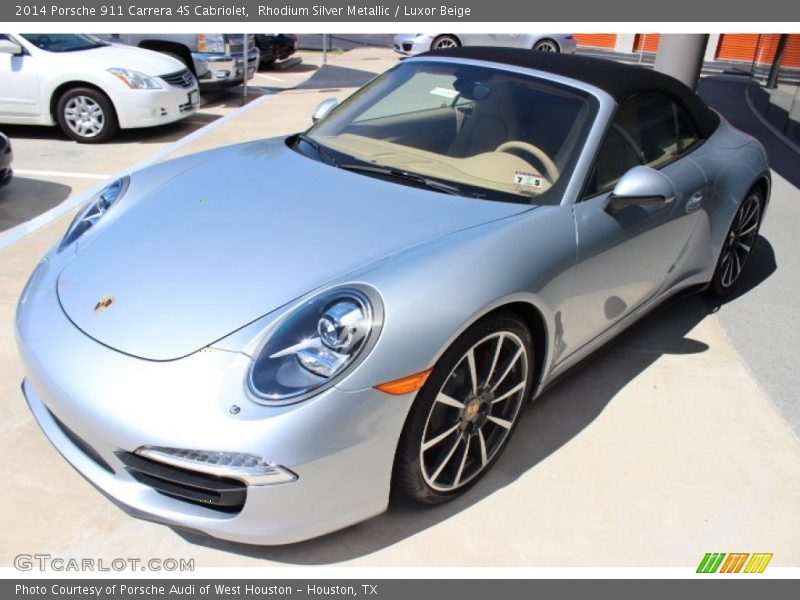 Rhodium Silver Metallic / Luxor Beige 2014 Porsche 911 Carrera 4S Cabriolet