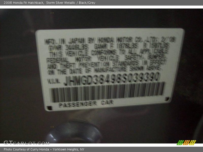 Storm Silver Metallic / Black/Grey 2008 Honda Fit Hatchback