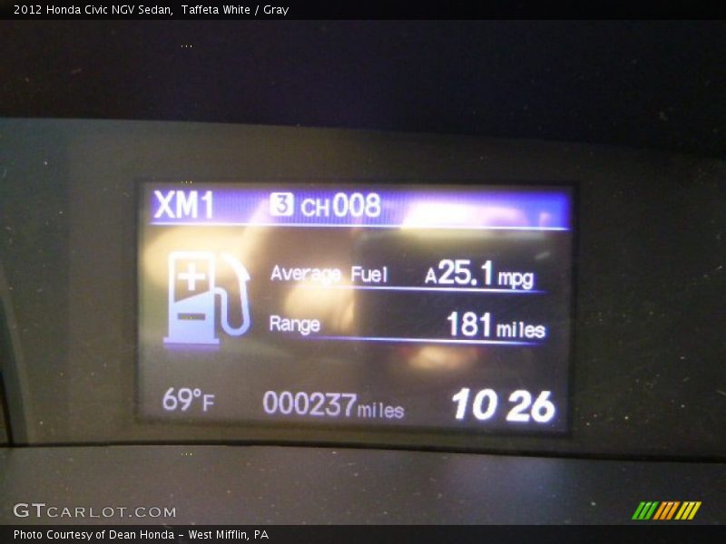 Taffeta White / Gray 2012 Honda Civic NGV Sedan