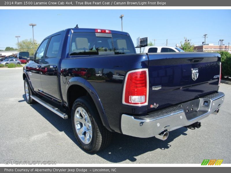 True Blue Pearl Coat / Canyon Brown/Light Frost Beige 2014 Ram 1500 Laramie Crew Cab 4x4