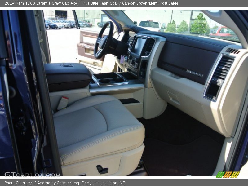 True Blue Pearl Coat / Canyon Brown/Light Frost Beige 2014 Ram 1500 Laramie Crew Cab 4x4