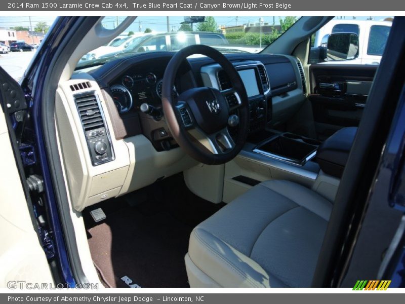 True Blue Pearl Coat / Canyon Brown/Light Frost Beige 2014 Ram 1500 Laramie Crew Cab 4x4