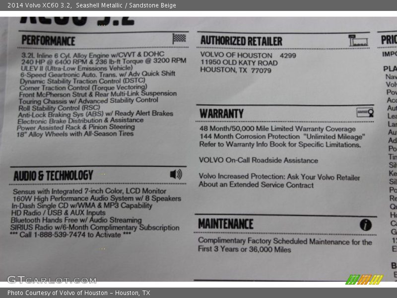 Seashell Metallic / Sandstone Beige 2014 Volvo XC60 3.2