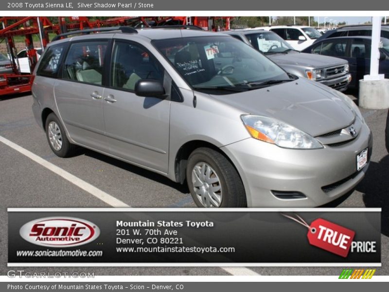 Silver Shadow Pearl / Stone 2008 Toyota Sienna LE