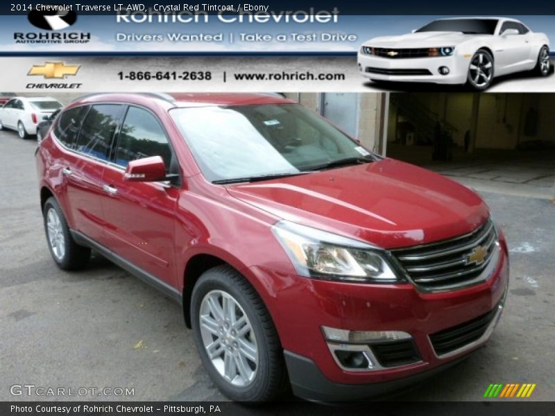 Crystal Red Tintcoat / Ebony 2014 Chevrolet Traverse LT AWD