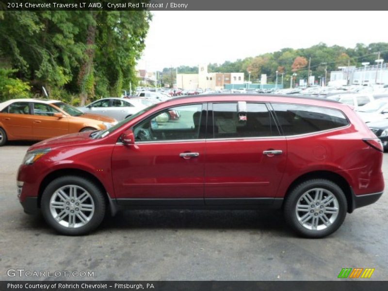 Crystal Red Tintcoat / Ebony 2014 Chevrolet Traverse LT AWD