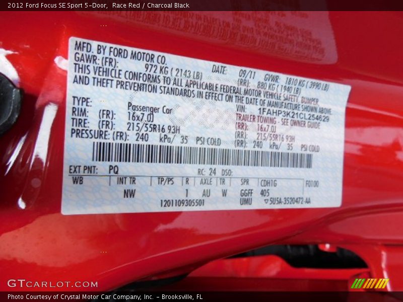 Race Red / Charcoal Black 2012 Ford Focus SE Sport 5-Door