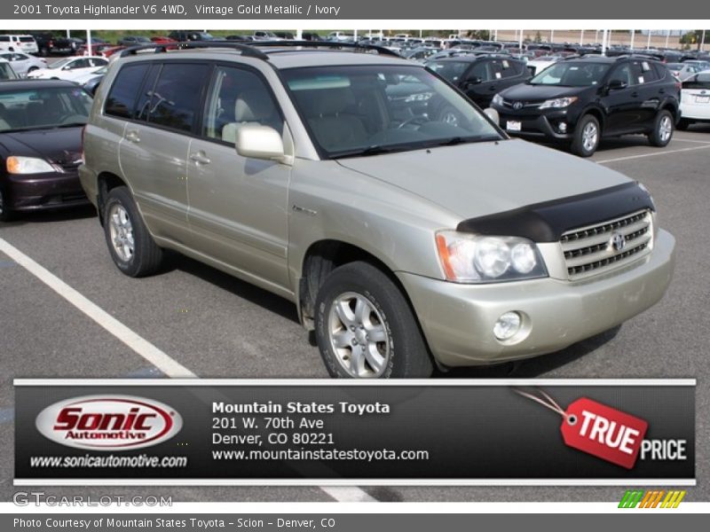 Vintage Gold Metallic / Ivory 2001 Toyota Highlander V6 4WD