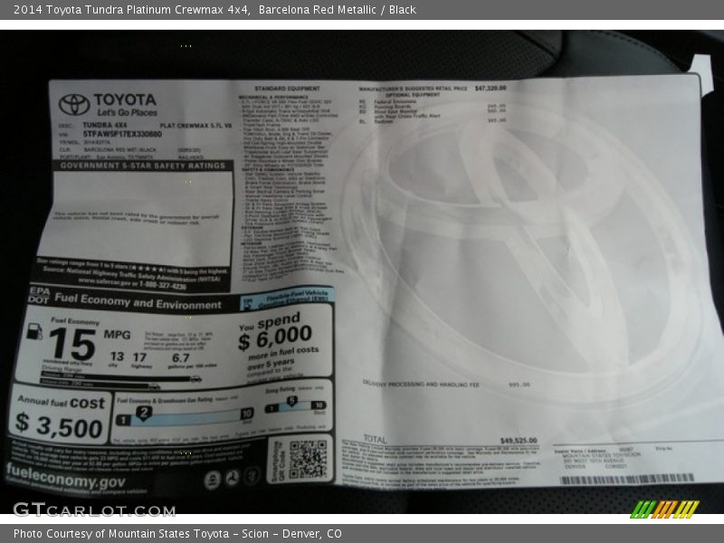 Barcelona Red Metallic / Black 2014 Toyota Tundra Platinum Crewmax 4x4