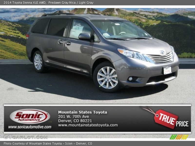 Predawn Gray Mica / Light Gray 2014 Toyota Sienna XLE AWD