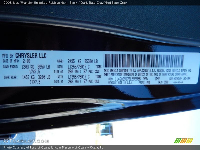 Black / Dark Slate Gray/Med Slate Gray 2008 Jeep Wrangler Unlimited Rubicon 4x4