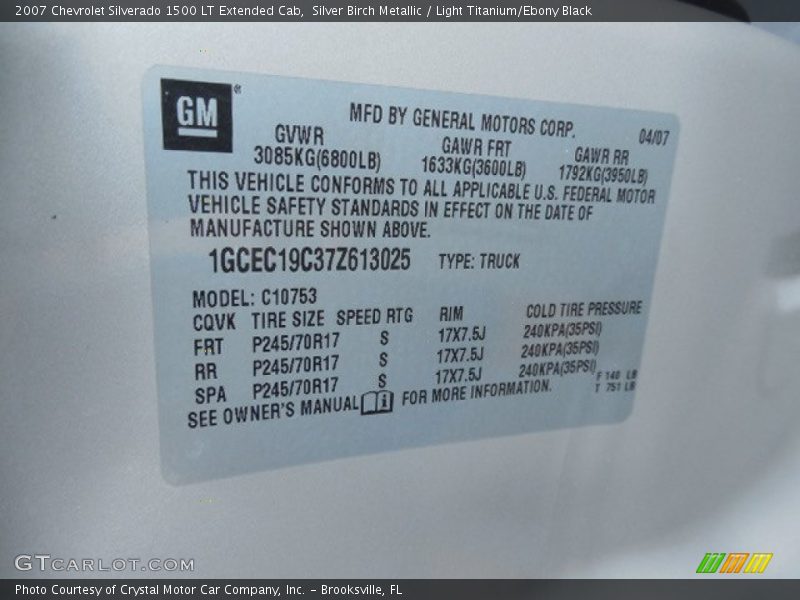 Silver Birch Metallic / Light Titanium/Ebony Black 2007 Chevrolet Silverado 1500 LT Extended Cab