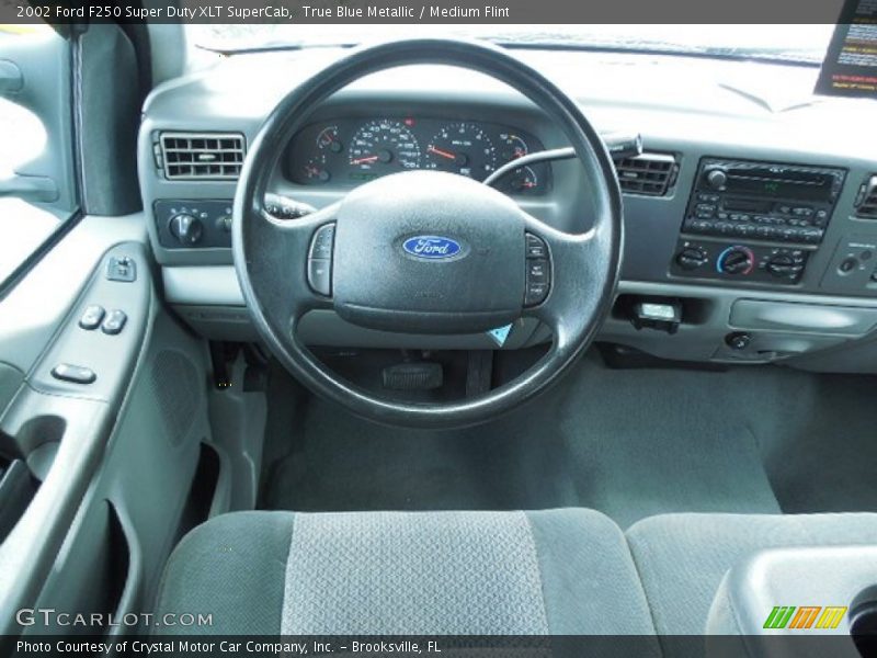 True Blue Metallic / Medium Flint 2002 Ford F250 Super Duty XLT SuperCab