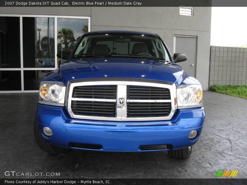 Electric Blue Pearl / Medium Slate Gray 2007 Dodge Dakota SXT Quad Cab