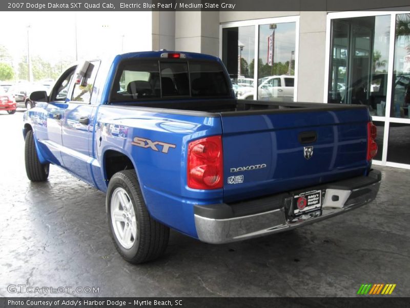 Electric Blue Pearl / Medium Slate Gray 2007 Dodge Dakota SXT Quad Cab
