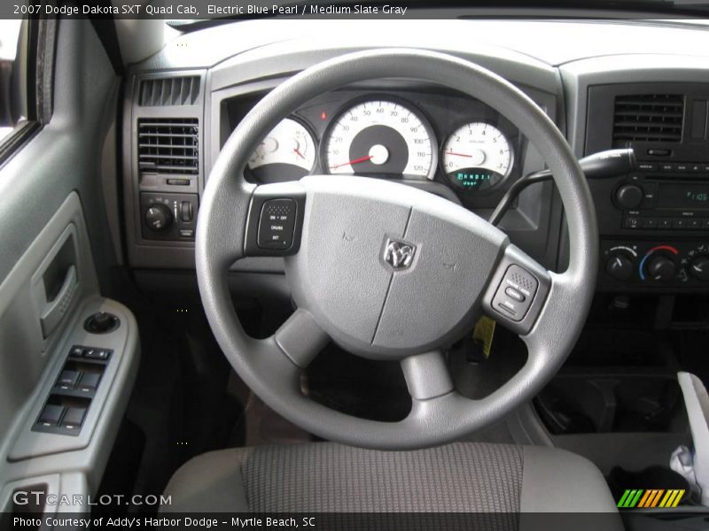 Electric Blue Pearl / Medium Slate Gray 2007 Dodge Dakota SXT Quad Cab