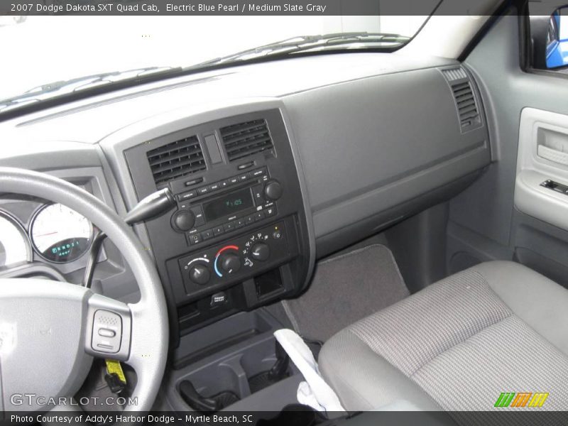 Electric Blue Pearl / Medium Slate Gray 2007 Dodge Dakota SXT Quad Cab