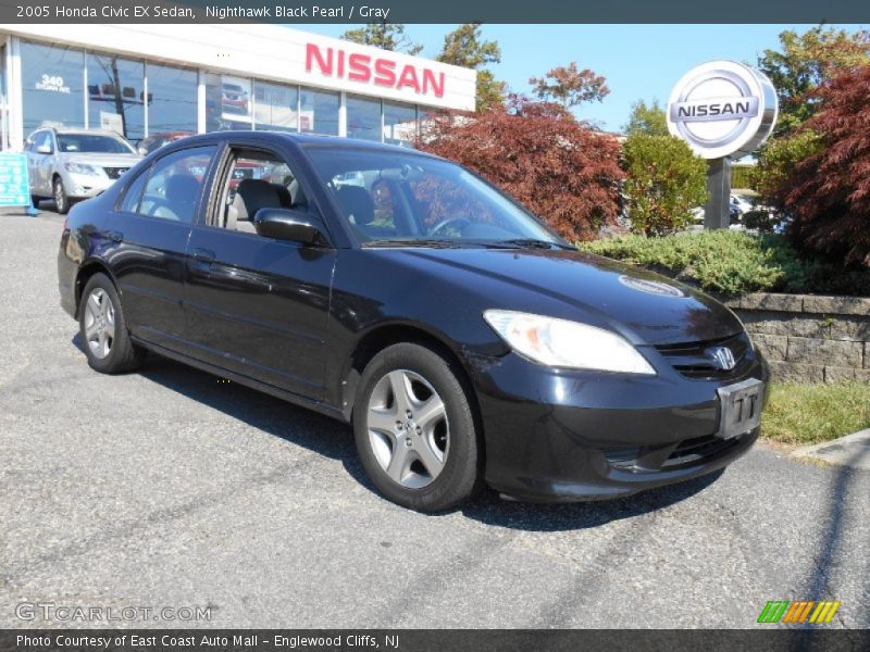 Nighthawk Black Pearl / Gray 2005 Honda Civic EX Sedan