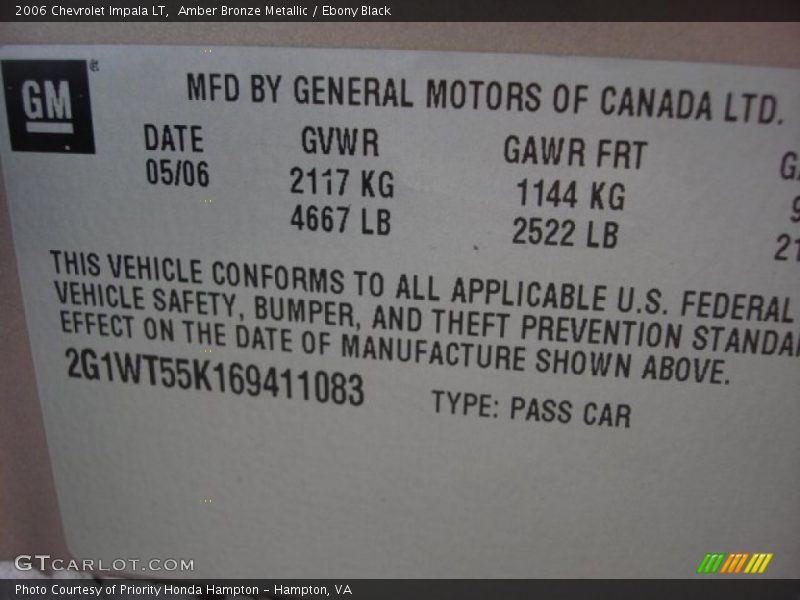Amber Bronze Metallic / Ebony Black 2006 Chevrolet Impala LT