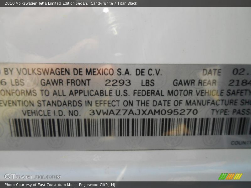 Candy White / Titan Black 2010 Volkswagen Jetta Limited Edition Sedan