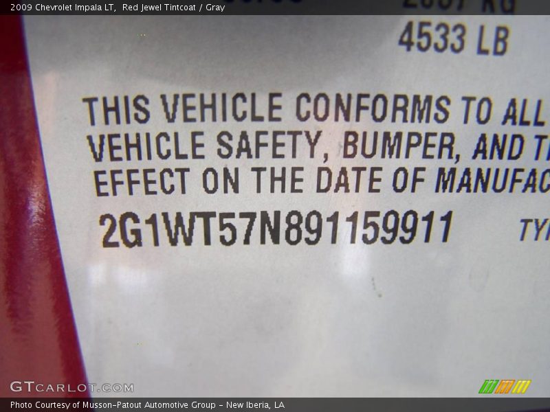 Red Jewel Tintcoat / Gray 2009 Chevrolet Impala LT