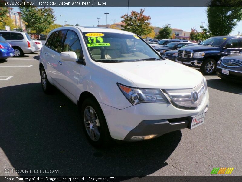 Aspen White Pearl / Taupe 2008 Acura MDX Technology