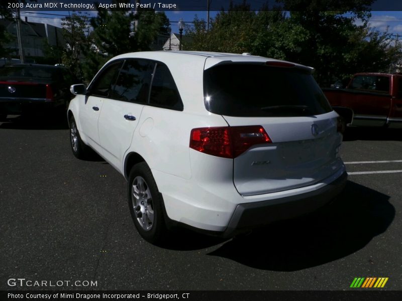 Aspen White Pearl / Taupe 2008 Acura MDX Technology