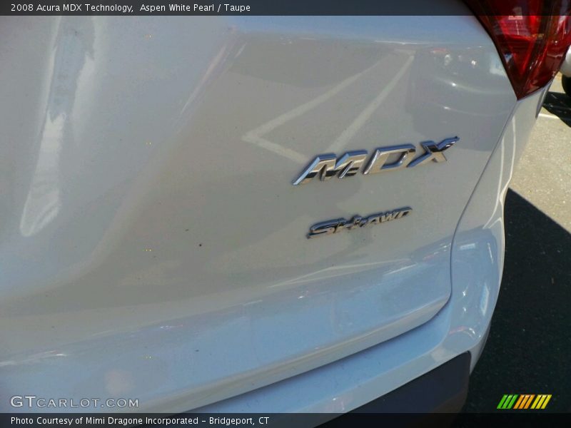 Aspen White Pearl / Taupe 2008 Acura MDX Technology