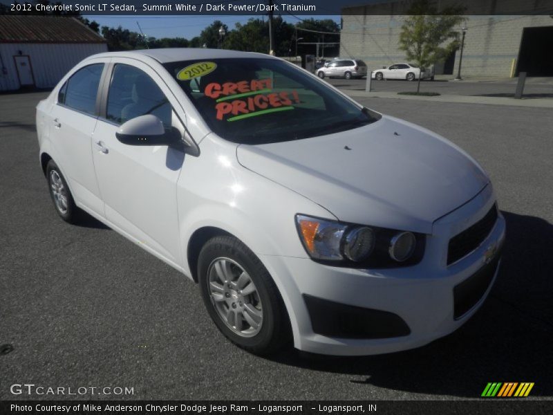 Summit White / Dark Pewter/Dark Titanium 2012 Chevrolet Sonic LT Sedan