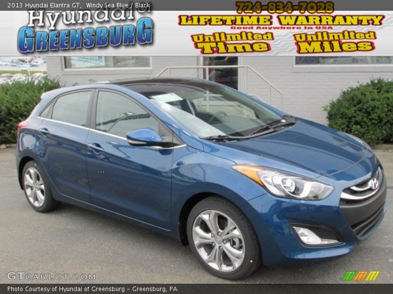 Windy Sea Blue / Black 2013 Hyundai Elantra GT