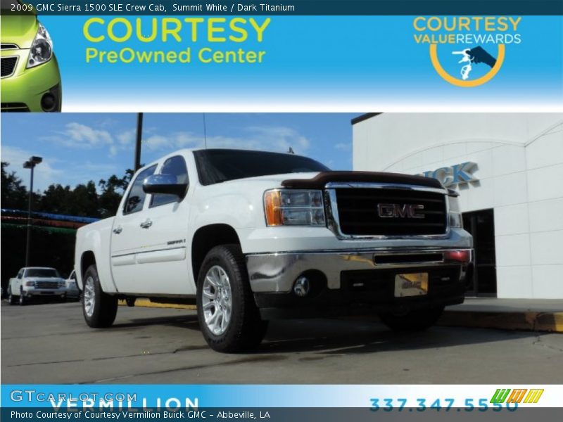 Summit White / Dark Titanium 2009 GMC Sierra 1500 SLE Crew Cab