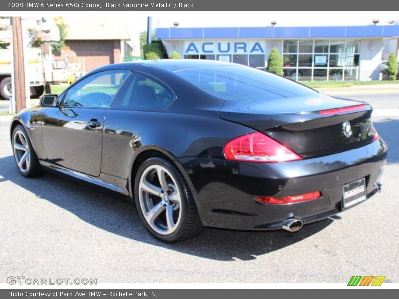 Black Sapphire Metallic / Black 2008 BMW 6 Series 650i Coupe