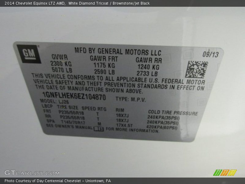 White Diamond Tricoat / Brownstone/Jet Black 2014 Chevrolet Equinox LTZ AWD