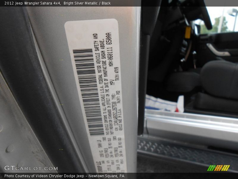 Bright Silver Metallic / Black 2012 Jeep Wrangler Sahara 4x4