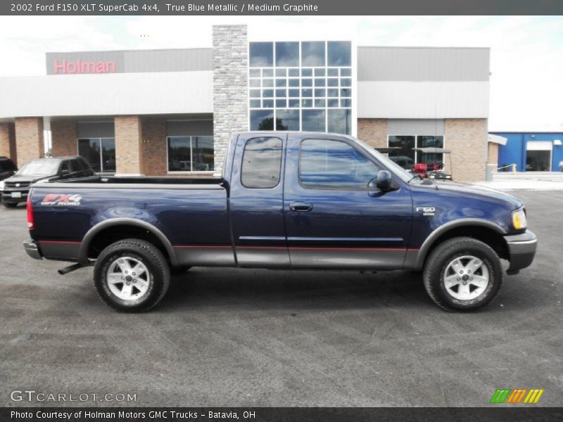 True Blue Metallic / Medium Graphite 2002 Ford F150 XLT SuperCab 4x4