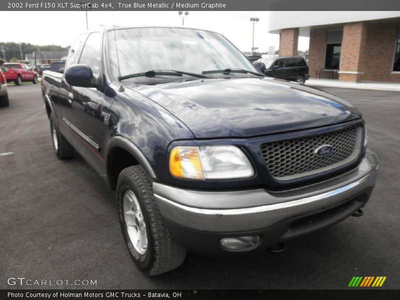 True Blue Metallic / Medium Graphite 2002 Ford F150 XLT SuperCab 4x4