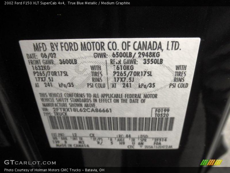 True Blue Metallic / Medium Graphite 2002 Ford F150 XLT SuperCab 4x4