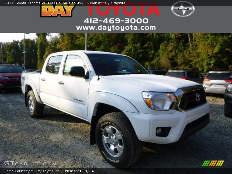 Super White / Graphite 2014 Toyota Tacoma V6 TRD Double Cab 4x4
