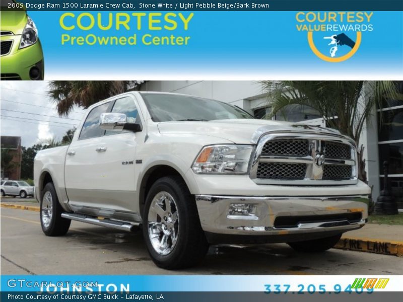 Stone White / Light Pebble Beige/Bark Brown 2009 Dodge Ram 1500 Laramie Crew Cab