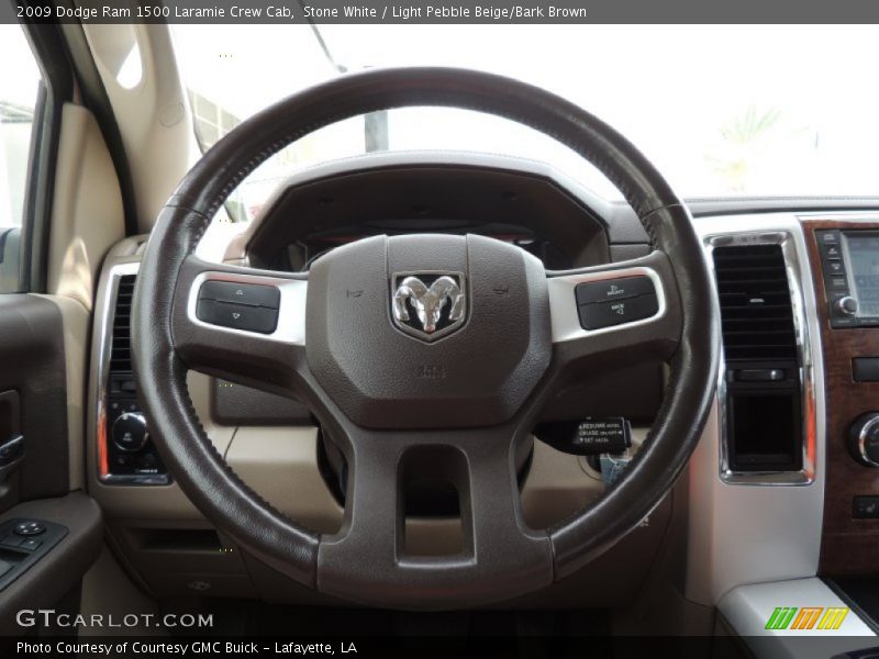 Stone White / Light Pebble Beige/Bark Brown 2009 Dodge Ram 1500 Laramie Crew Cab