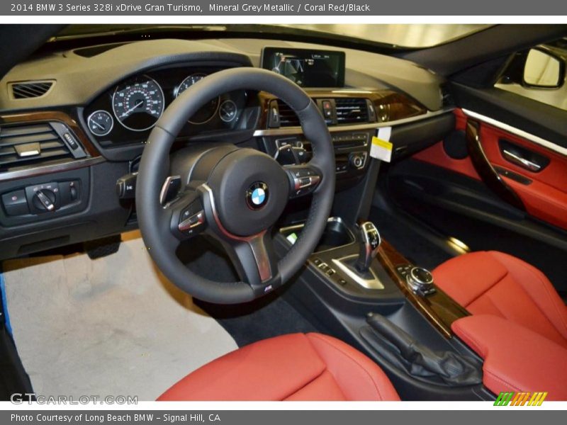 Mineral Grey Metallic / Coral Red/Black 2014 BMW 3 Series 328i xDrive Gran Turismo