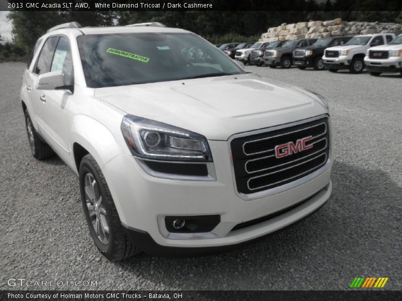 White Diamond Tricoat / Dark Cashmere 2013 GMC Acadia SLT AWD