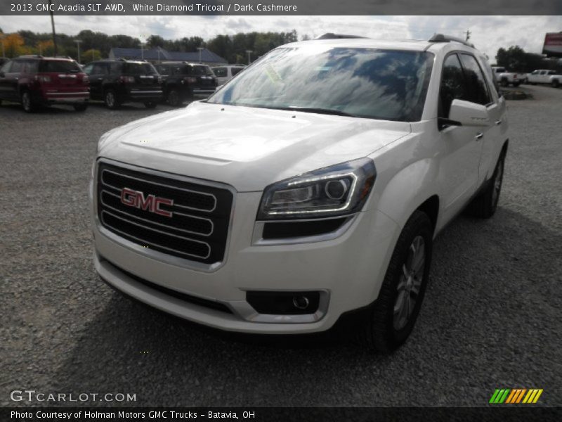 White Diamond Tricoat / Dark Cashmere 2013 GMC Acadia SLT AWD