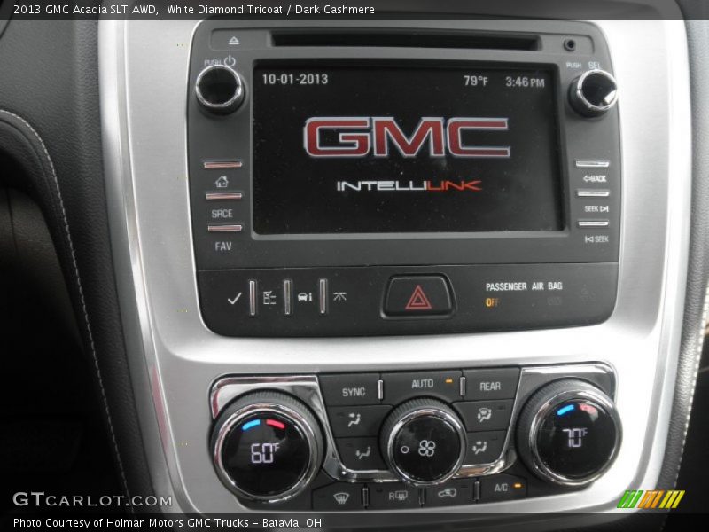 White Diamond Tricoat / Dark Cashmere 2013 GMC Acadia SLT AWD