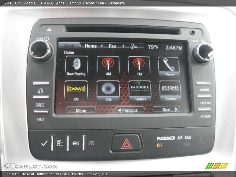 White Diamond Tricoat / Dark Cashmere 2013 GMC Acadia SLT AWD