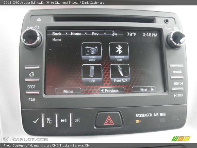 White Diamond Tricoat / Dark Cashmere 2013 GMC Acadia SLT AWD
