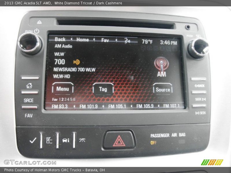 White Diamond Tricoat / Dark Cashmere 2013 GMC Acadia SLT AWD