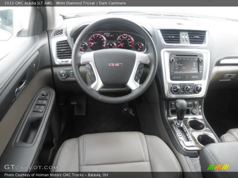 White Diamond Tricoat / Dark Cashmere 2013 GMC Acadia SLT AWD